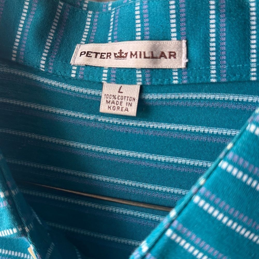 Peter Millar Blue Striped Polo Shirt - Picture 2 of 6